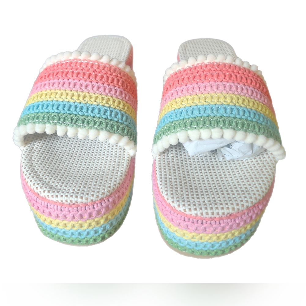 Colorful Striped Women's Platform Sandals - Picture 6 of 7